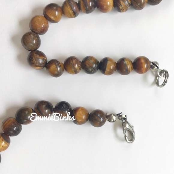 New Smooth Polished Genuine Tigers Eye Gemstone Necklace - Picture 6 of 16
